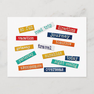 Fun Motivatie Vacation Travel Words Briefkaart