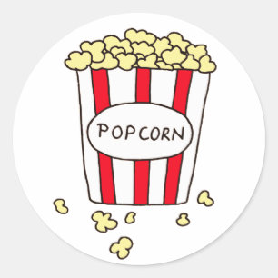 Fun Movie Theater Popcorn in Red White Bucket Ronde Sticker