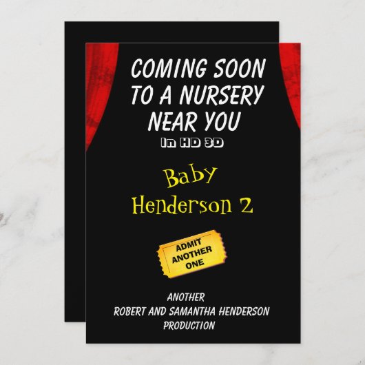 Fun Movie Theme Baby 2-aankondiging - Aankondiging (Voorkant / Achterkant)