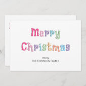 Fun Multicolor Joyeux Noël Carte de vacances (Devant / Derrière)