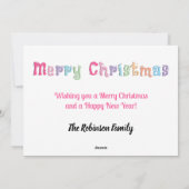 Fun Multicolor Joyeux Noël Carte de vacances (Dos)