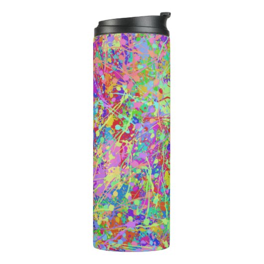 Fun Multicolor Paint-Spletters Thermosbeker (Gedraaid links)