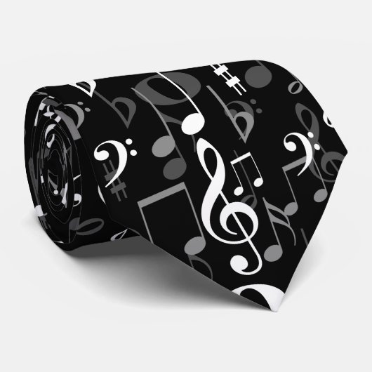 Fun Musical Notes Random Patroon Stropdas (Opgerold)