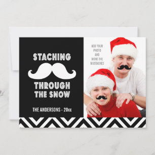 FUN MUSTACHE FOTO HOLIDAY GREETING Chevron Feestdagenkaart