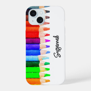 Fun Name Color Pencils in Waterverf Custom iPhone 15 Hoesje