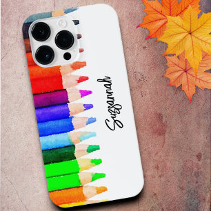 Fun Name Color Pencils in Waterverf Custom iPhone 14 Pro Max Hoesje