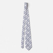 Fun Nautical Dark Blue Anchor Pattern on White Stropdas (Achterkant)