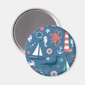 Fun Nautical Graphic Pattern Magneet (Voorkant / Achterkant)