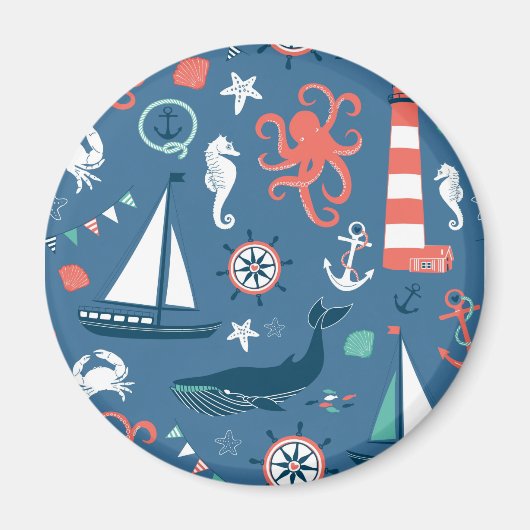 Fun Nautical Graphic Pattern Magneet (Voorkant)