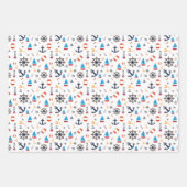 Fun Nautical Sailboat Lighthouse Ocean Zee Pattern Inpakpapier Vel (Voorkant 2)