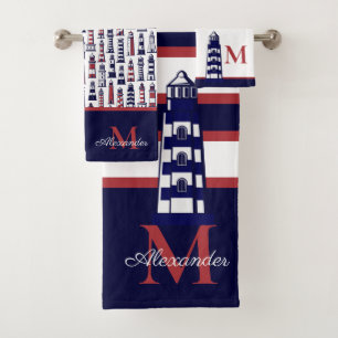 Fun Nautique Rouge Blanc Marine Bleu Stripe Phare