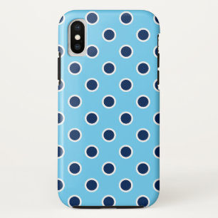 Fun Navy Polka Dots op Sky Blue iPhone X Hoesje