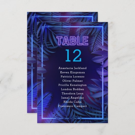 Fun Neon Glow Party Escort Numéro de table (Devant / Derrière)