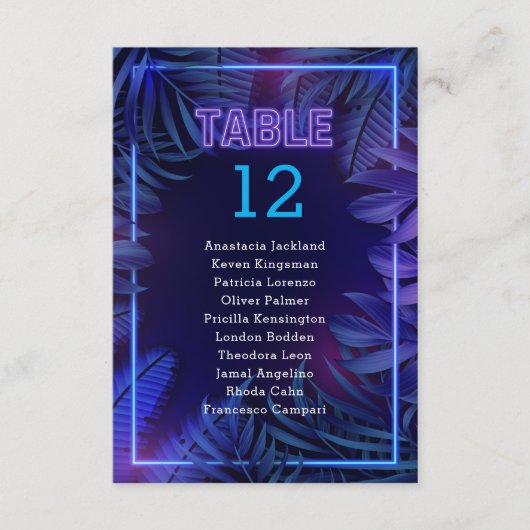 Fun Neon Glow Party Escort Numéro de table (Devant)