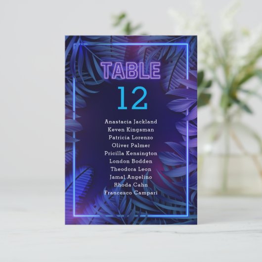 Fun Neon Glow Party Escort Numéro de table (Debout devant)