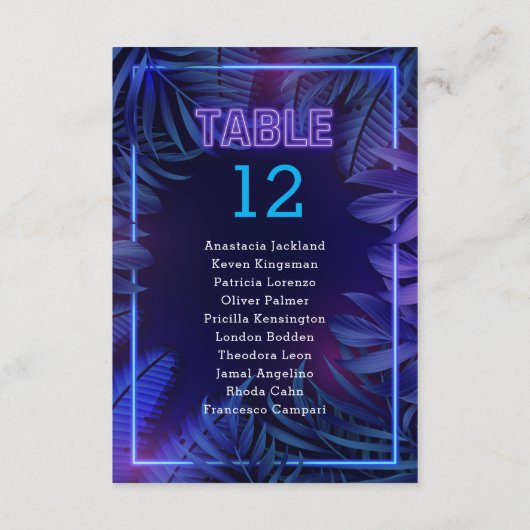Fun Neon Glow Party Escort Numéro de table (Dos)