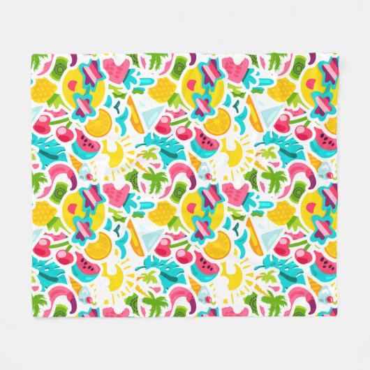 Fun Neon Sticker Pattern Fleece Deken (Voorkant (Horizontaal))