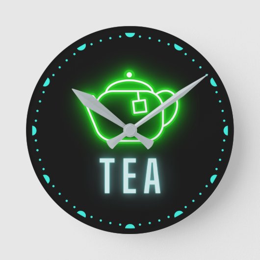 Fun Neon Teapot Ronde Klok (Voorkant)