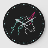 Fun Neon Unicorn Large Clock Grote Klok (Voorkant)