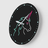 Fun Neon Unicorne Grande horloge (Angle)