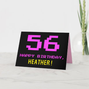 Fun, Nerdy, Geeky, Pink, 8-Bit Style 56th Birthday Kaart