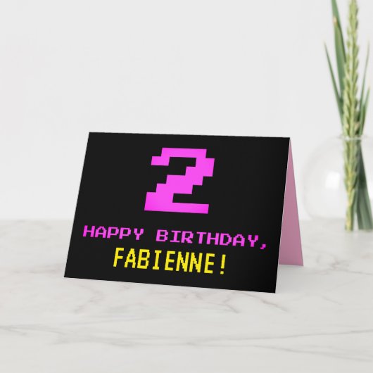 Fun, Nerdy, Geeky, Roze, 8-bits stijl 2e verjaarda Kaart (Voorkant)