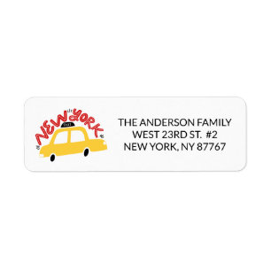 Fun New York Taxi Cab New Adresse Étiquette