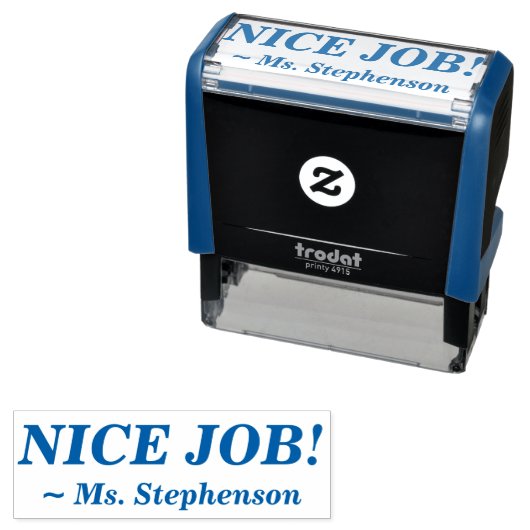 Fun "NICE JOB!" + Educator Naam Rubber Stempel (In situ)