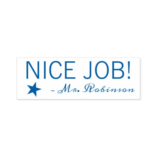 Fun "NICE JOB!" + Tutor Name Rubber Stamp Zelfinktende Stempel (Design)