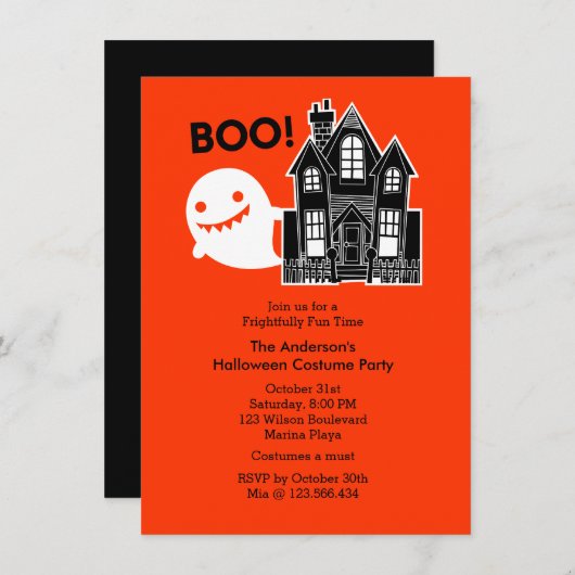 Fun niet zo eng de uitnodiging van een halloween-p (Voorkant / Achterkant)