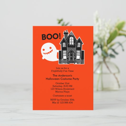 Fun niet zo eng de uitnodiging van een halloween-p (Staand voorkant)