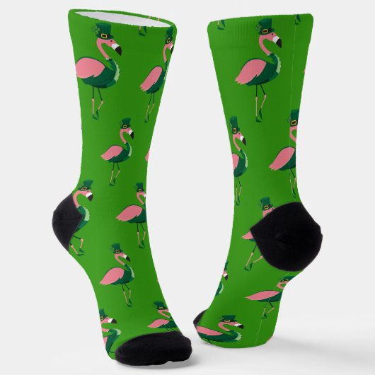 Fun Novelty Flamingo St Patricks Day Sokken (Gebogen)