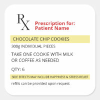 Fun Novelty RX Voorschrift Cookie Label Sticker