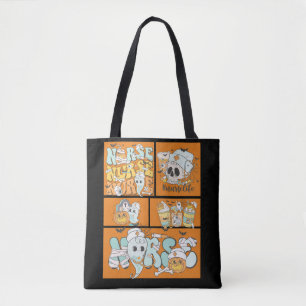 Fun Nurse Halloween Sinaasappel Tegel Basic Donker Draagtas