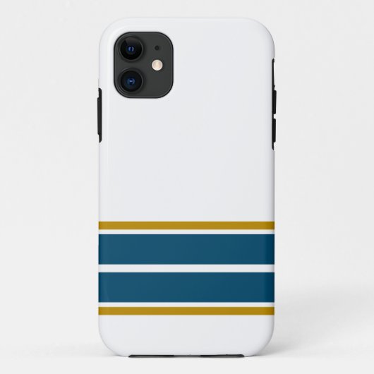 Fun Ocean Blauwgroen Bottom Edge Racing Stripes op Case-Mate iPhone Case (Achterkant)