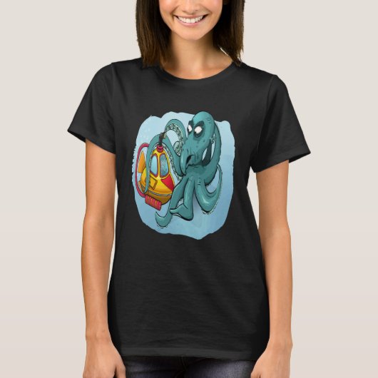 FUN OCTOPUS OCTOPUS DIVER PERISCOPE UNDERWATER SUB T-SHIRT (Voorkant)
