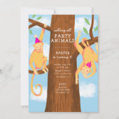Fun Oerwoud Monkeys Birthday Party Kaart (Voorkant)