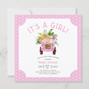 Fun Oerwoud Safari Het is een Girl Pink Baby showe Kaart
