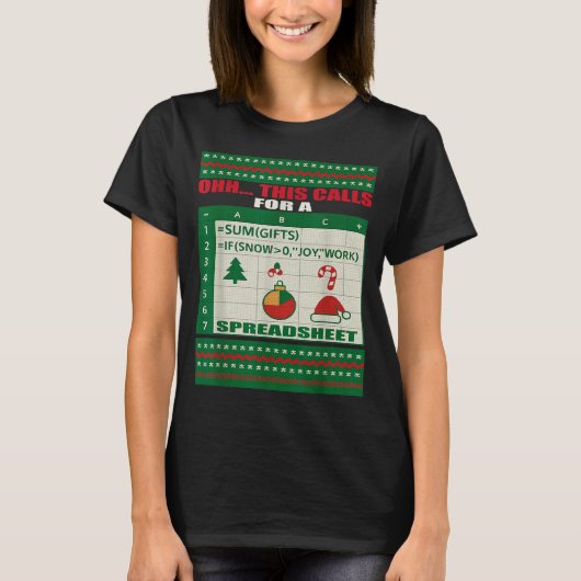 Fun Oh This Calls For A Spreadsheet Christmas Swea T-shirt (Voorkant)
