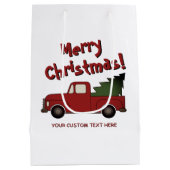 Fun old red truck with Christmas tree custom Medium Cadeauzakje (Achterkant)