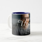 Fun oom, Funcle Definition Modern Script Photo Tweekleurige Koffiemok (Voorkant links)