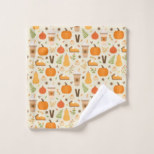 Fun Orange Fall Motif (Gant de toilette)