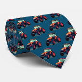 Fun OrangeTractor Pattern Stropdas (Opgerold)