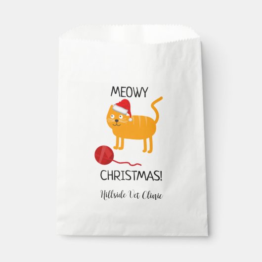 Fun Oranje Cat Meowy kerstfeesttas Bedankzakje (Voorkant)