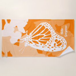 Fun Oranje Hallo geweldige Monarch Butterfly Strandlaken