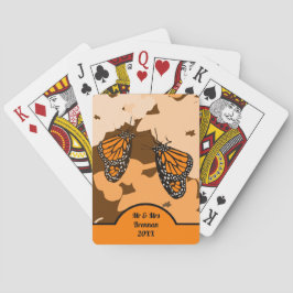 Fun Oranje Mr. en Mrs Monarch Butterfly Pair Pokerkaarten