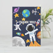 Fun Outer Space Astronaut, Schattigee Kinder eerst Bedankkaart (Staand voorkant)