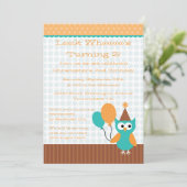 Fun owl houdster ballonnen verjaardagsfeest kaart (Staand voorkant)