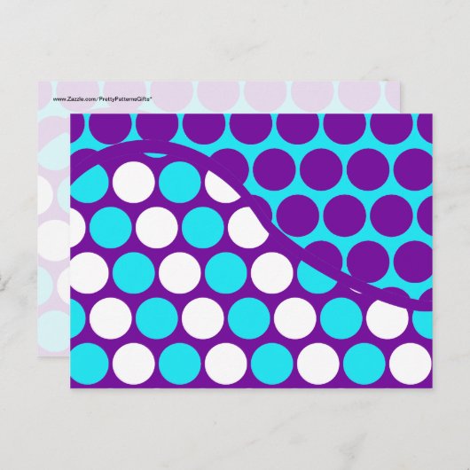 Fun Paars en Blauwgroen poka Dot Wave Pattern Briefkaart (Voorkant / Achterkant)