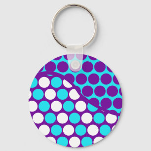 Fun Paars en Blauwgroen poka Dot Wave Pattern Sleutelhanger